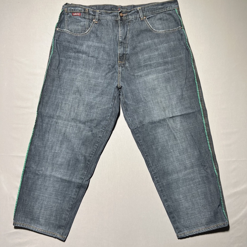 Pelle Pelle Jeans Mens 40x28‎ Blue Denim Straight Leg Wave Pockets Hip Hop Style